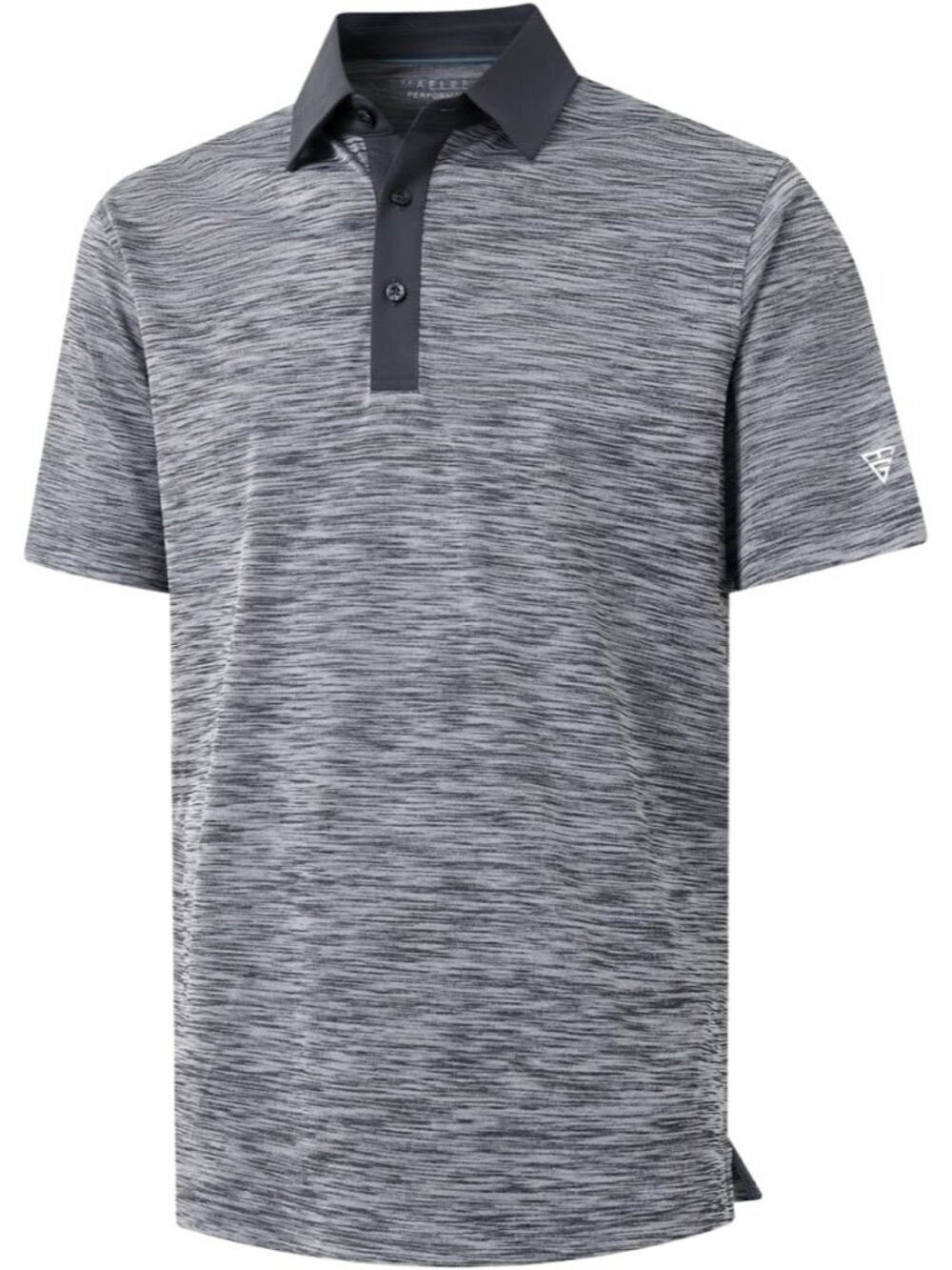 Men Black Grey Heather Dry Fit Heather Pique Polo Shirt Moisture Wicking Casual